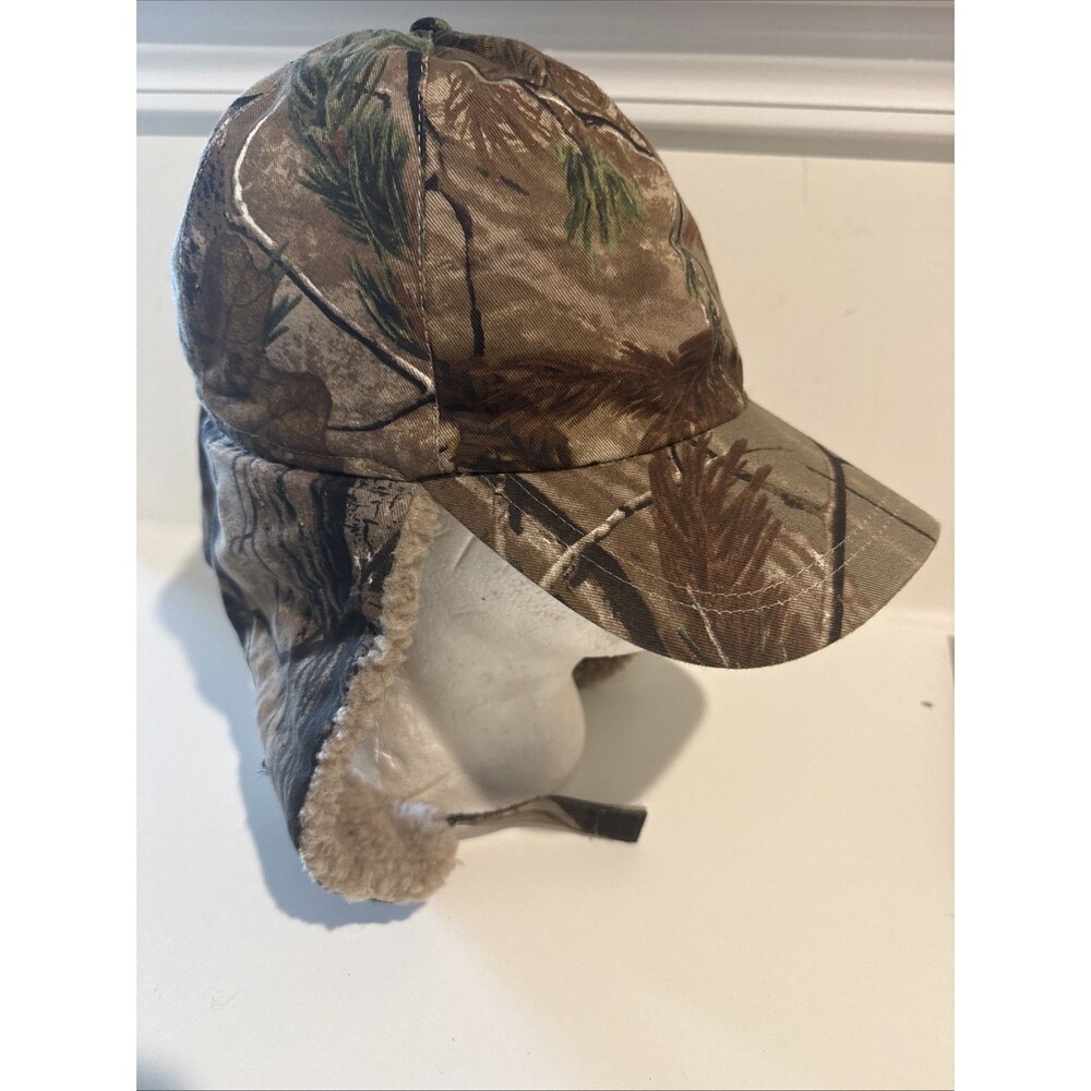 RealTree Trapper Hat Men Large Brown Camo Sherpa Lined Hunting One Size